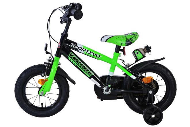 Volare Sportivo Kinderfahrrad - Jungen - 12 Zoll - Grün Schwarz - Zweihandbremsen