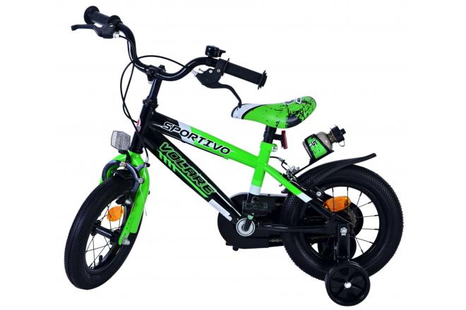 Volare Sportivo Kinderfahrrad - Jungen - 12 Zoll - Grün Schwarz - Zweihandbremsen