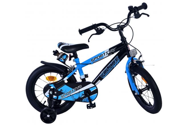 Volare Sportivo Kinderfahrrad - Jungen - 14 Zoll - Blau Schwarz - Zweihandbremsen