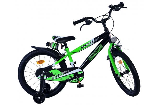 Volare Sportivo Kinderfahrrad - Jungen - 18 Zoll - Grün Schwarz - Zweihandbremsen