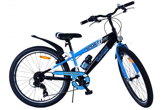 Volare Sportivo Kinderfahrrad - Jungen - 24 Zoll - 7 Gang - Schwarz Blau