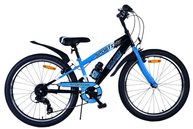 Volare Sportivo Kinderfahrrad - Jungen - 24 Zoll - 7 Gang - Schwarz Blau