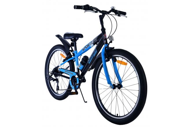 Volare Sportivo Kinderfahrrad - Jungen - 24 Zoll - 7 Gang - Schwarz Blau